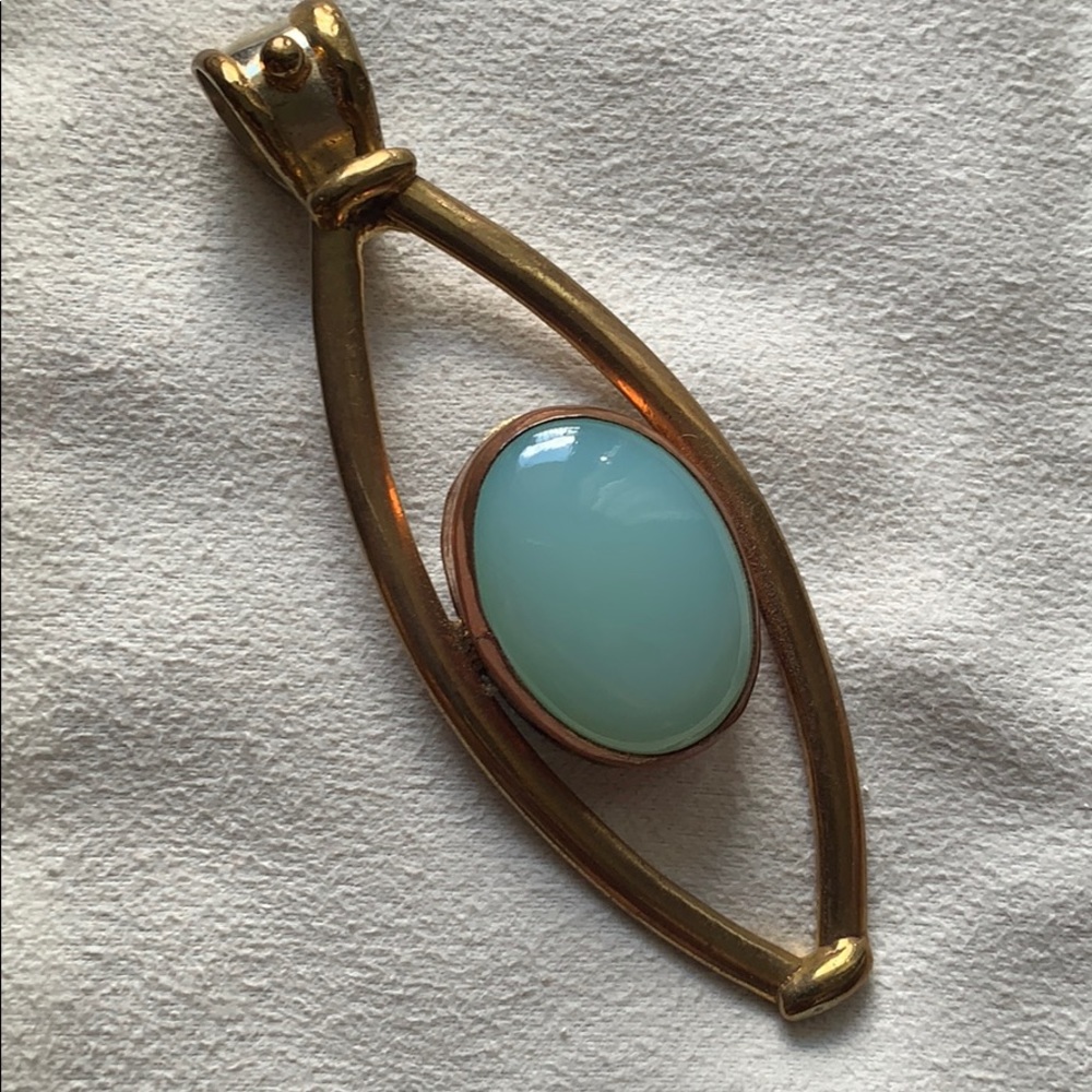 Large Auqa Chalcedony pendent